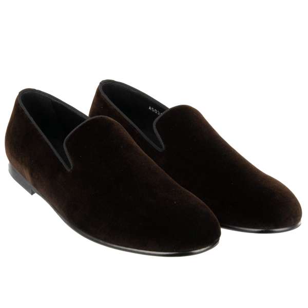 Velvet loafer shoes AMALFI in brown by DOLCE & GABBANA