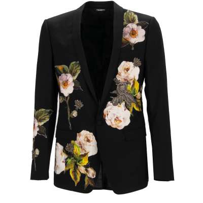 Seide Rose Biene Stickerei Blazer GOLD Schwarz 46 36 S 