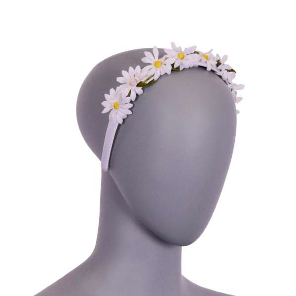 Hairband embelished with Silky and Velvet Camomiles in White by DOLCE & GABBANA
