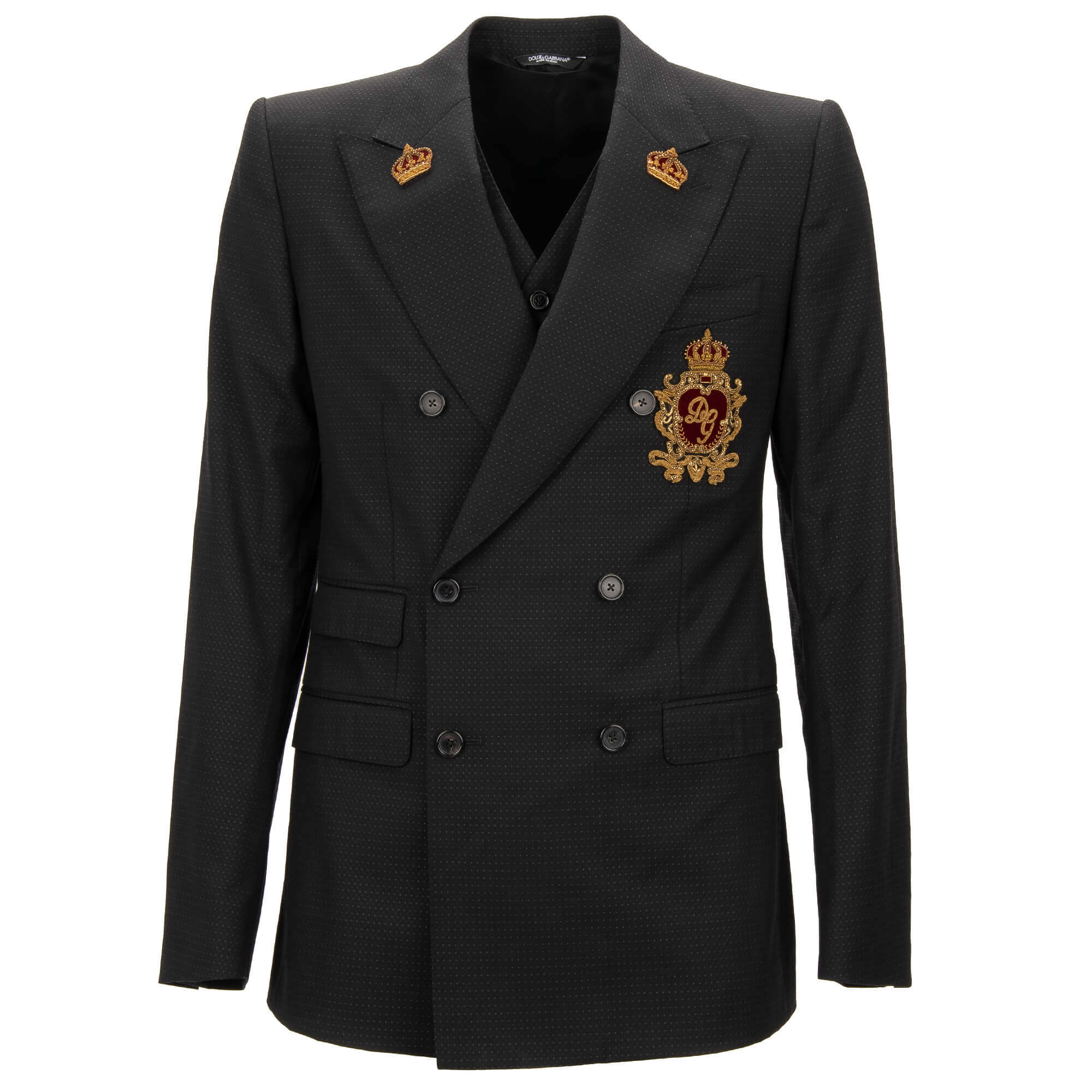 Dolce & Gabbana Jacket with Vest SICILIA Embroidered Logo Crown