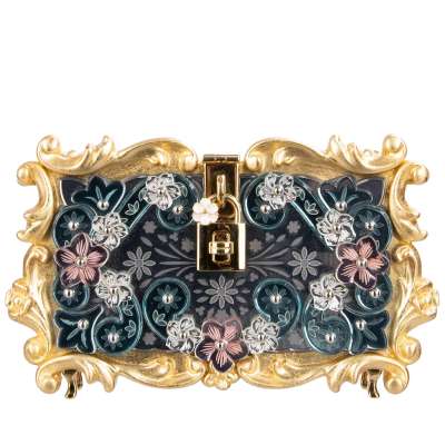 Baroque Mirror Flower Plexiglas Bag DOLCE BOX Gold