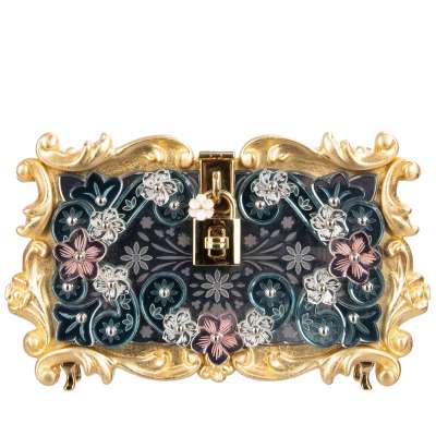 Barock Spiegel Blume Plexiglass Tasche DOLCE BOX Gold