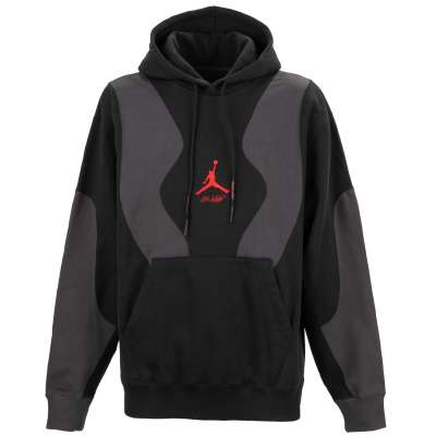 Air Jordan Oversize Baumwolle Hoodie mit Logo Stickerei Schwarz Grau XL