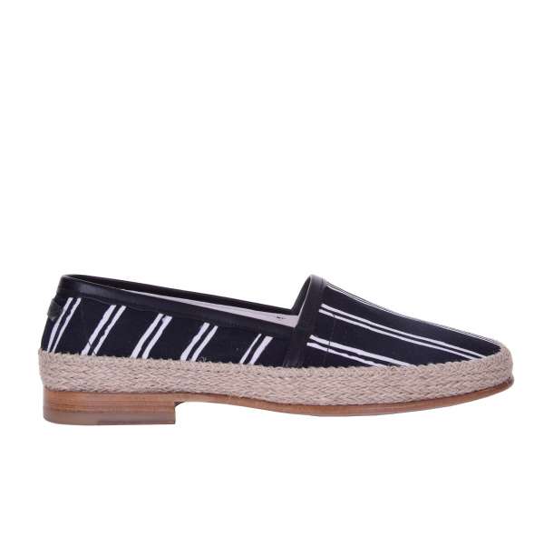 Striped canvas Espadrilles PIANOSA with leather details and logo by DOLCE & GABBANA Black Label
