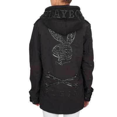 Playboy Kristall Parka Hoodie Jacke Schwarz S M 