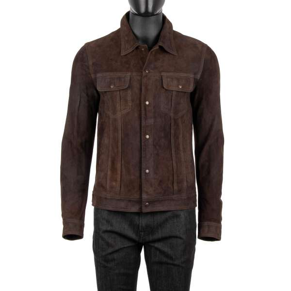 Soft Suede shirt jacket with four front pockets by DOLCE & GABBANA