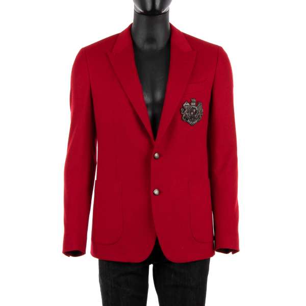Cashmere blazer with embroidered coat of arms and metal buttons with logo by DOLCE & GABBANA