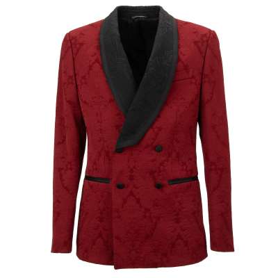 Baroque Jacquard Blazer Tuxedo Jacket MARTINI Red Black 48 38 M