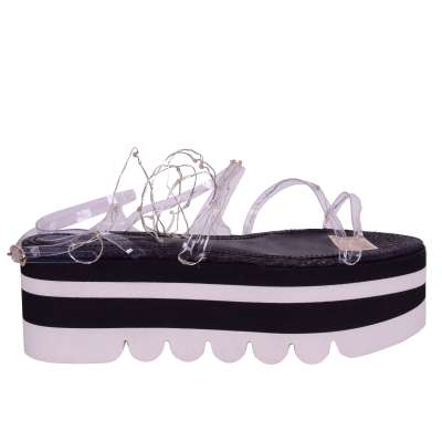 LED Plateau Sandals BIANCA Black White 40