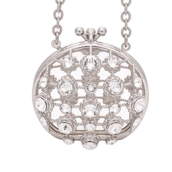 Chain necklace with crystal cage clutch bag pendant in silver by DOLCE & GABBANA