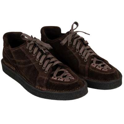 Low-Top Cord Sneaker Shoes Lace Brown 43 UK 9 US 10