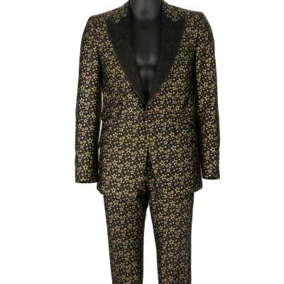 SICILIA Stern Jacquard Anzug Jacke Blazer Hose Schwarz Gold 