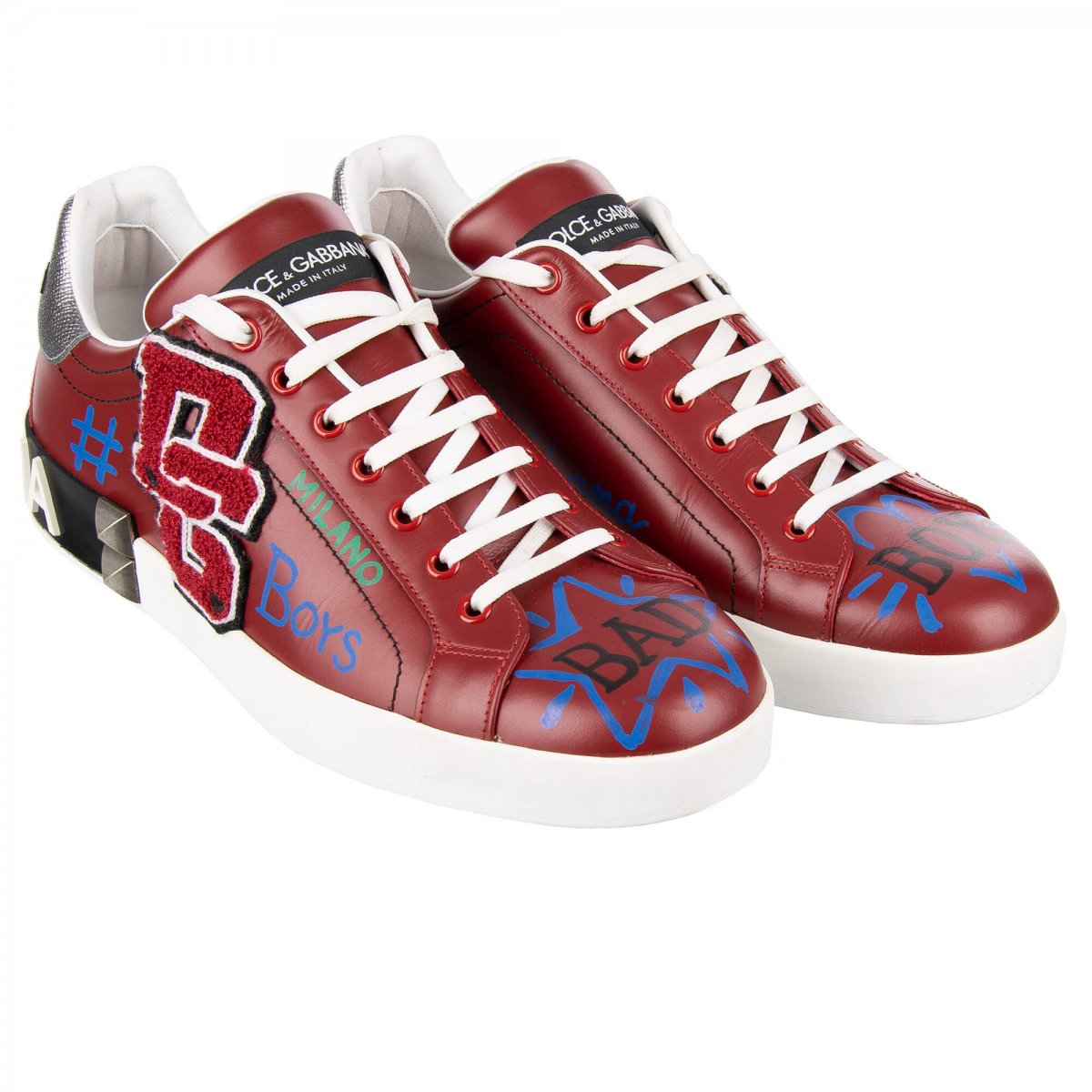 Dolce & Gabbana Low-Top Sneaker PORTOFINO with Graffiti, Logo and Studs ...