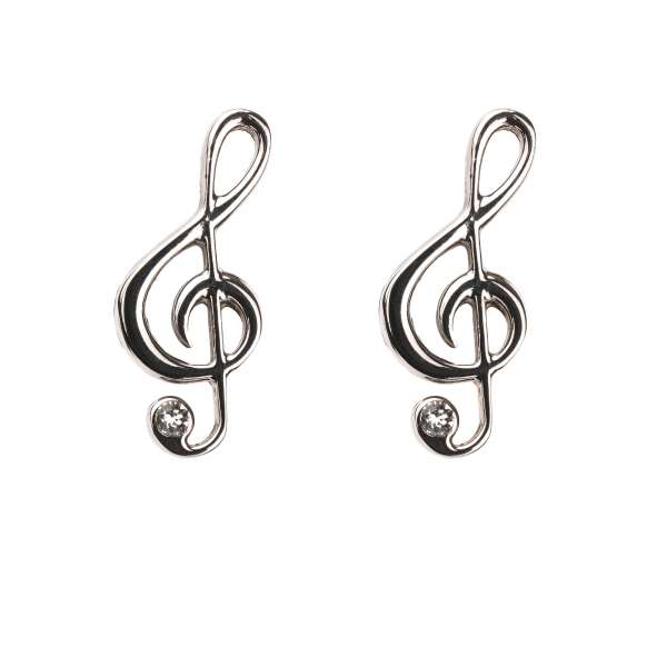 Treble Clef Cufflinks in gold galvanized metal with small white crystal by DOLCE & GABBANA