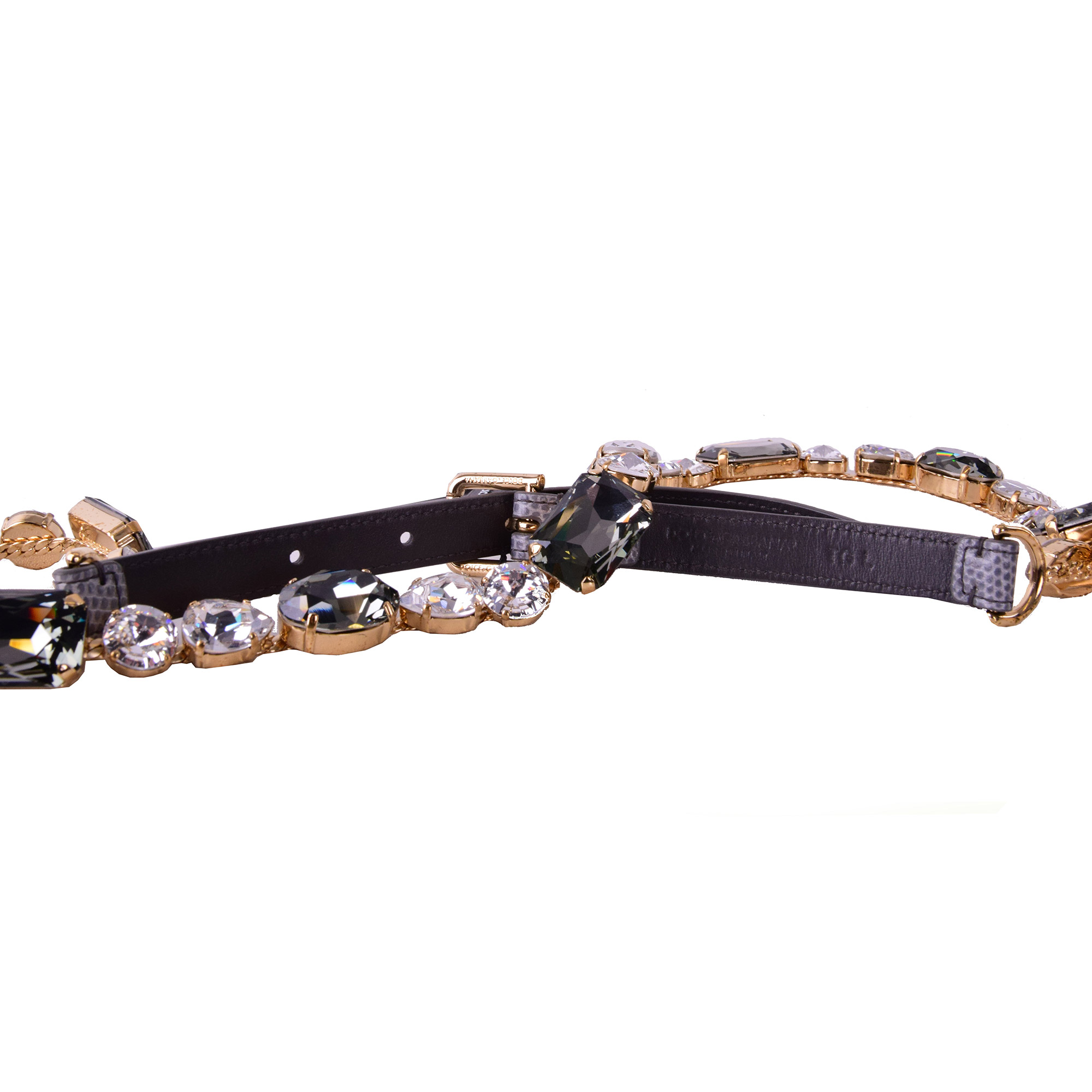 Dolce Gabbana Crystal Lizard Print Belt Gray FASHION ROOMS