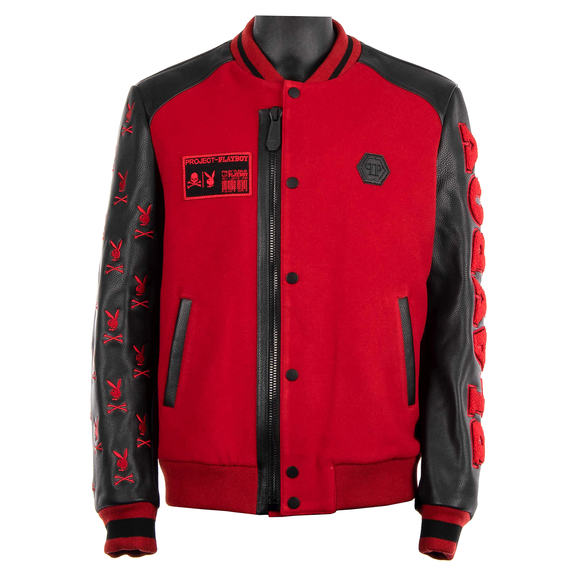 Philipp plein red leather jacket discount