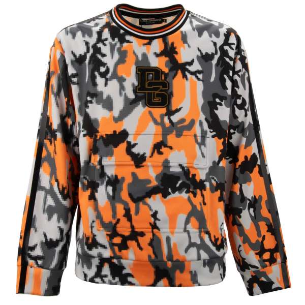 Camouflage Tarnung Print Oversize Pullover mit DG Logo und seitlichne Streifen von DOLCE & GABBANA 