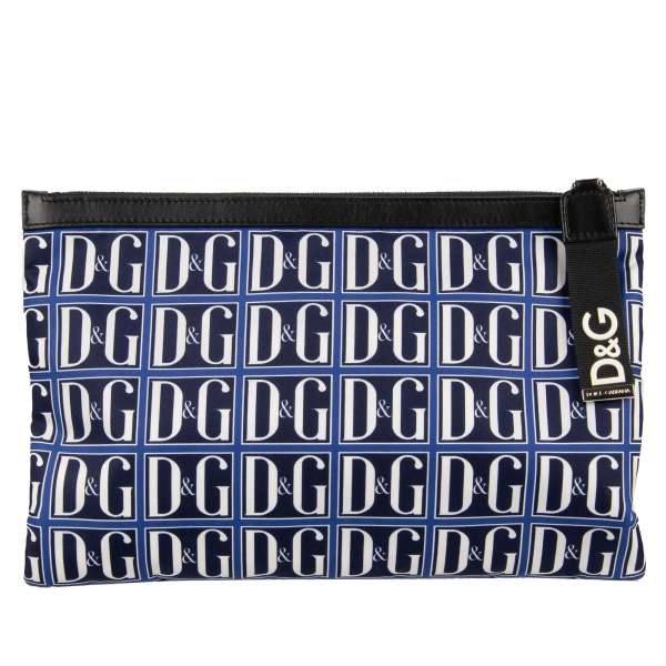 D&G Logo printed unisex nylon pouch with logo pendant by DOLCE & GABBANA