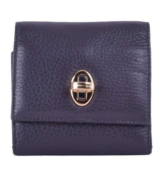 Nappa leather trifold wallet with rotating lock closure and logo detail by DOLCE & GABBANA Black Label