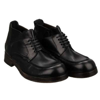 Leder Stiefeletten Stiefel Schuhe Boots Schwarz 39,5 UK 5,5 