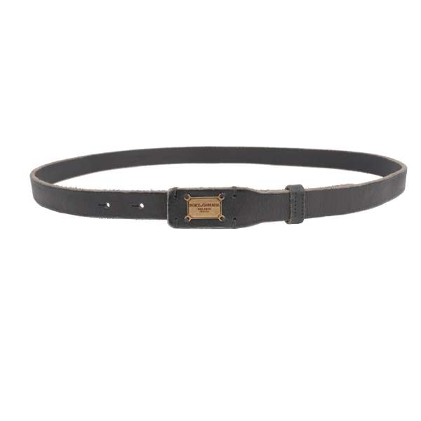 Leather belt with DG metal logo buckle in black by DOLCE & GABBANA
