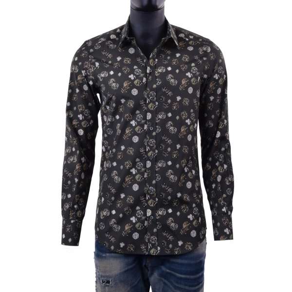 Baumwolle Hemd mit kurzem Kragen, Manschetten und Würfel- & Spielkarten Print von DOLCE & GABBANA
- GOLD Line