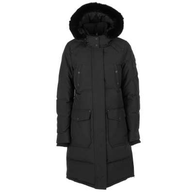 CAUSAPSCAL Kanada Gänsefeder Parka Jacke Mantel mit Pelz Kapuze Schwarz