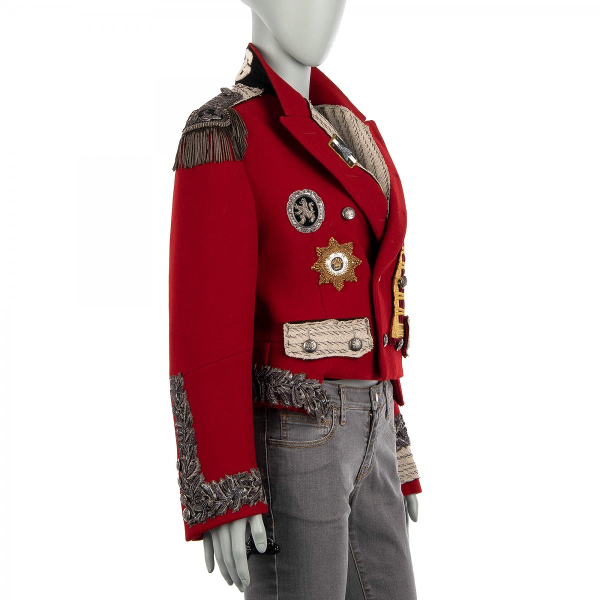 Dolce Gabbana Padded Royal Military Uniform Jacket Red 40 FASHION ROOMS