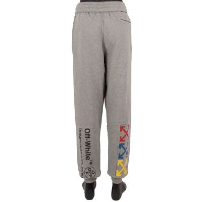 Off-White Virgil Abloh Syringe Sweatpants with Prints and Zip Pockets Gray XL