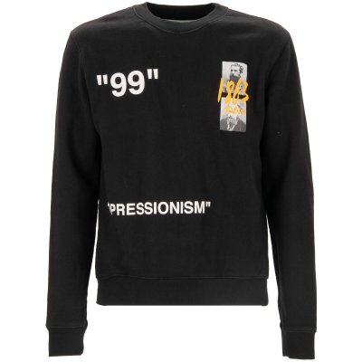 Off White Virgil Abloh Slim Sweatshirt Impressionism with Manet Painting and Logo Black M FASHION ROOMS