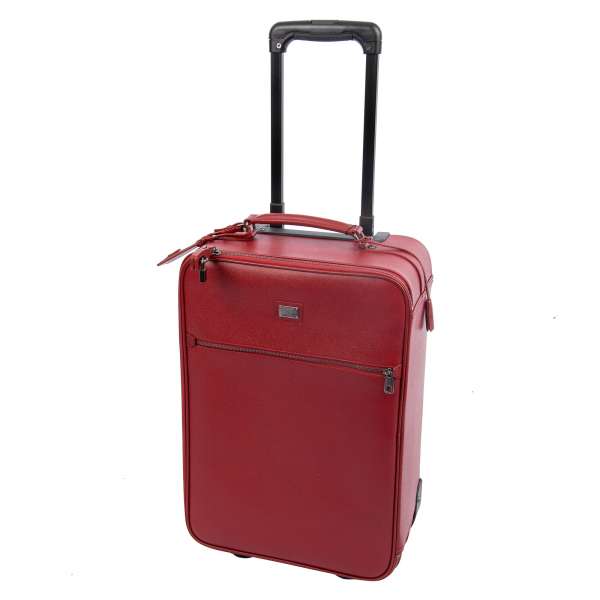 Unisex Dauphine leather Cabin Suitcase with 2 wheels in Red by DOLCE & GABBANA Black Label
