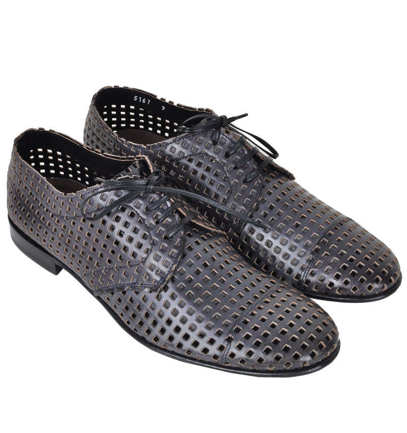 DOLCE & GABBANA RUNWAY Net Shoes Grey Black Reseau Chaussures Gris Noir 02262 