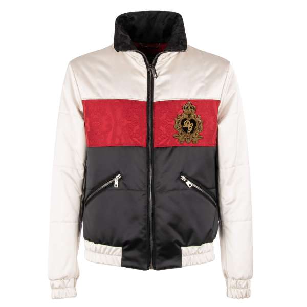 Gefütterte Bomberjacke mit in besticktem DG Logo und Krone und Taschen mit Reißverschluss von DOLCE & GABBANA