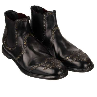 Leather Boots Shoes MICHELANGELO Black 44 UK 10 US 11