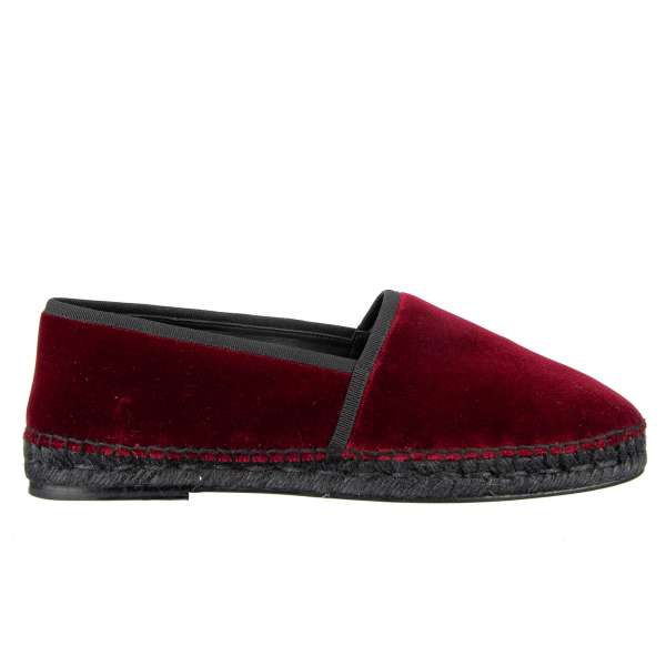 Velvet Espadrilles shoes TREMITI in bordeaux red by DOLCE & GABBANA