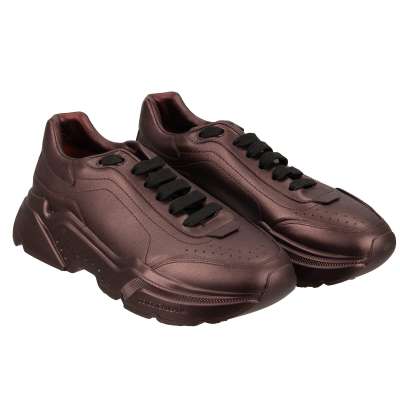 Leder Plateau Sneaker DAYMASTER Metallisch Bordeaux 40 US 10