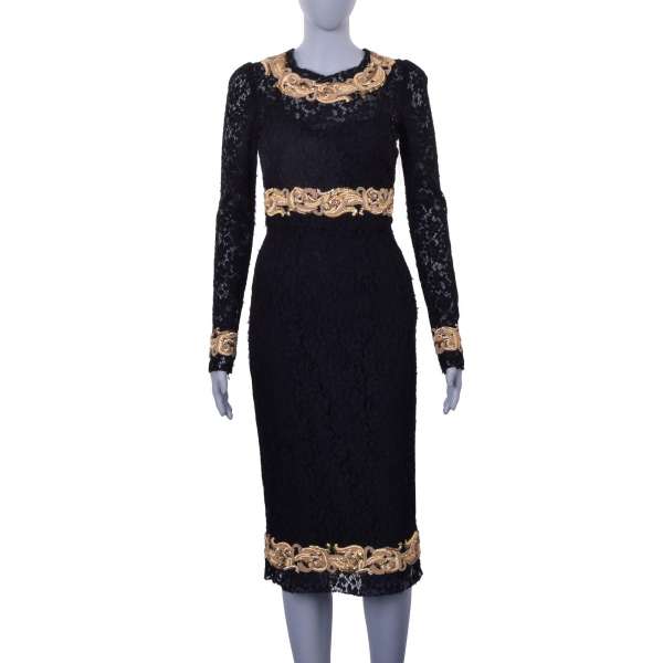 Einzigartiges Barock-Kleid mit Gold Stickerei von DOLCE & GABBANA Black Label