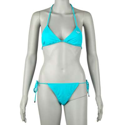 Gepolsterter Triangel Bikini mit Logo Azur Blau