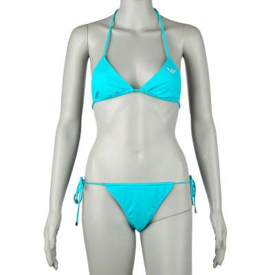 Padded Triangle Bikini with Logo Azure Blue