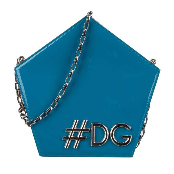 Patent Leather Clutch / Shoulder Bag MISS SICILY with large #DG Hashtag and metal chain strap by DOLCE & GABBANA