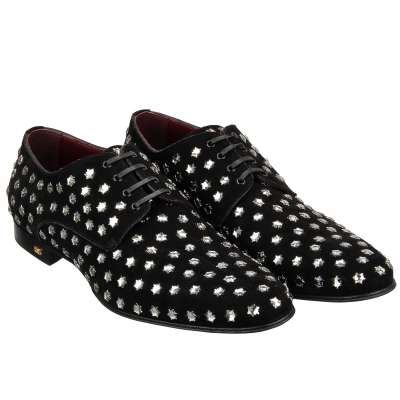 Crystal Star Suede Leather Lace Derby Shoes POSITANO Black