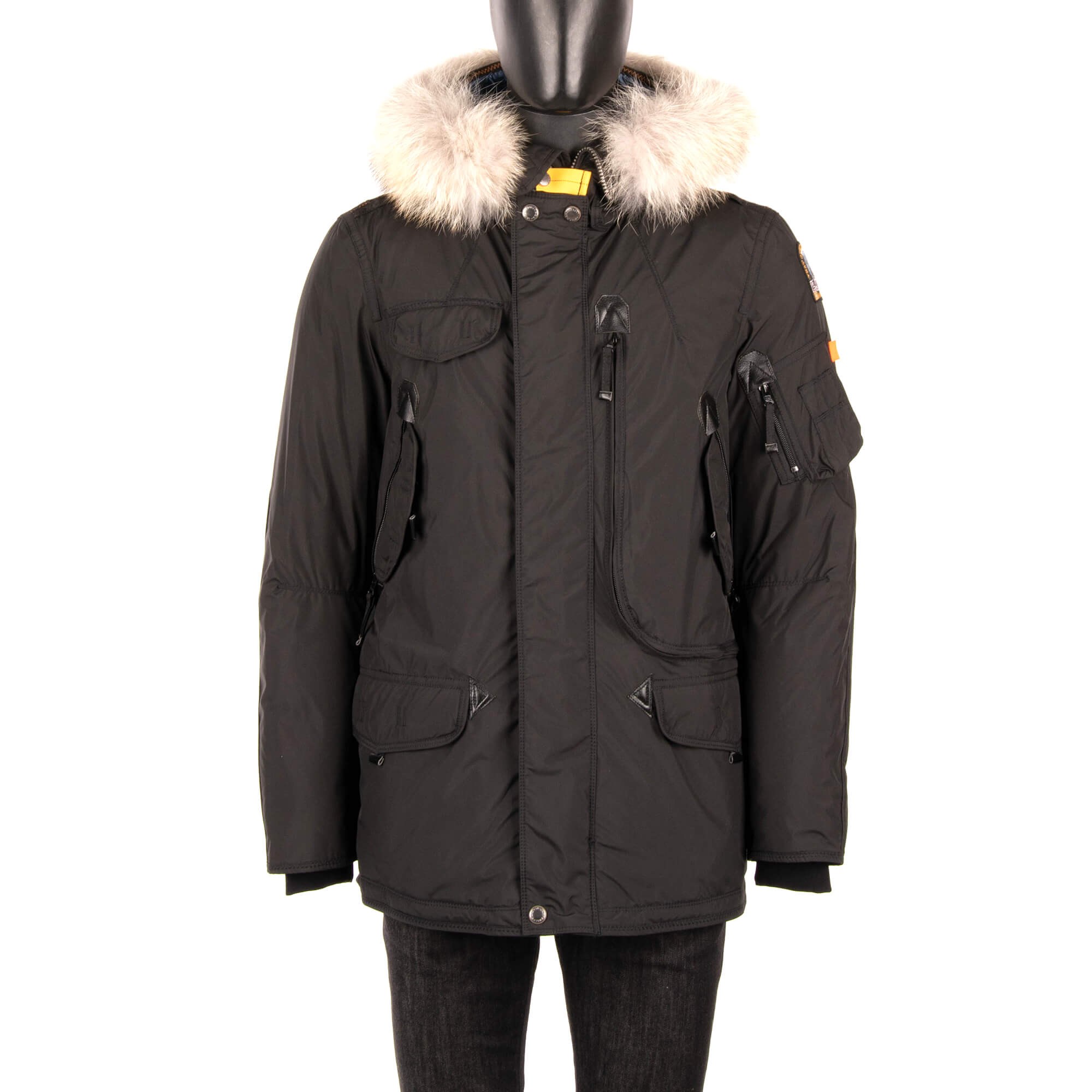 Parajumpers Parka Down Jacket RIGHT HAND LIGHT with Fur Hoody Black ...