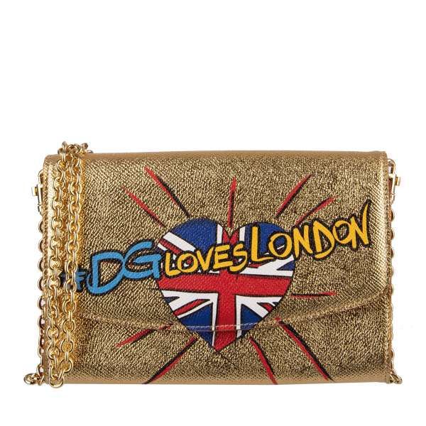 Crossbody Dauphine Leather clutch bag / wallet with UK Flag and lettering "DG Loves London" by DOLCE & GABBANA