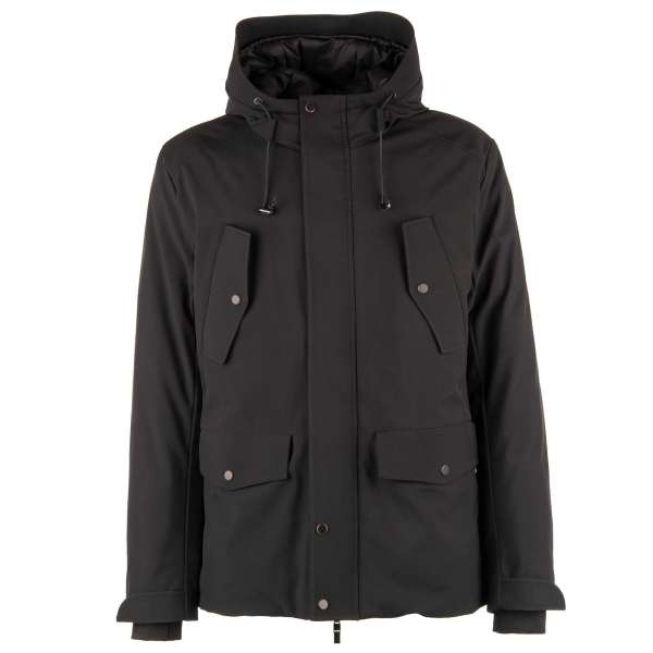 Classic hooded and padded Parka Jacket with logo and front pockets by DOLCE & GABBANA