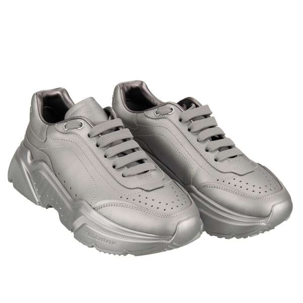 Lace Sneaker DAYMASTER in metallic mat silver by DOLCE & GABBANA