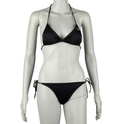 Gepolsterter Triangel Bikini mit Logo Schwarz