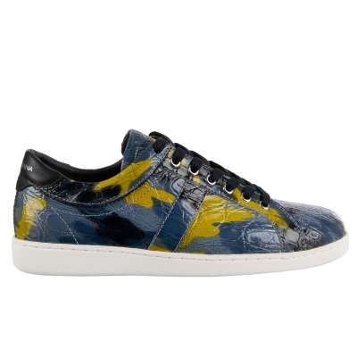 Caiman Leather Camouflage Sneaker GUATEMALA Blue Yellow
