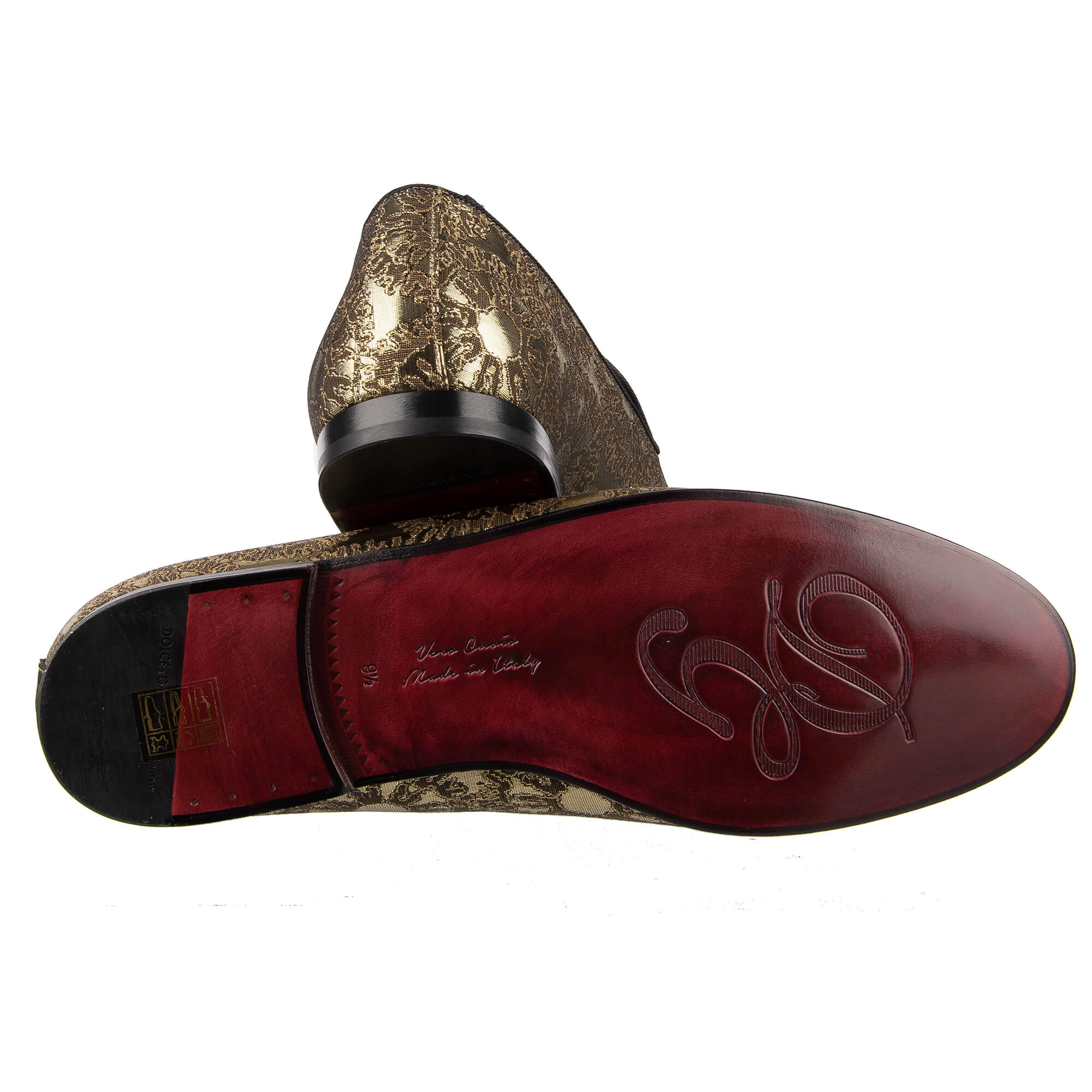 DOLCE & GABBANA Lurex Jacquard Floral Loafer Shoes YOUNG POPE Gold 09673