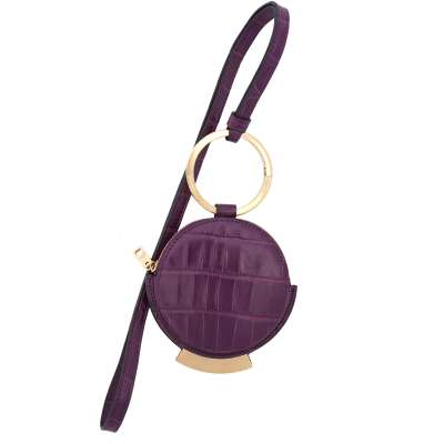 DG Logo Crocodile Leather Strap Bag Etui Wallet Purse Purple Gold