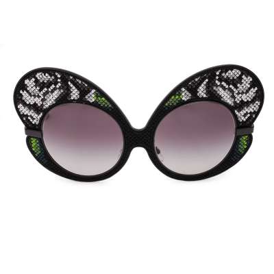 Special Edition Butterfly Sunglasses DG2163 with Flower Embroidery Black